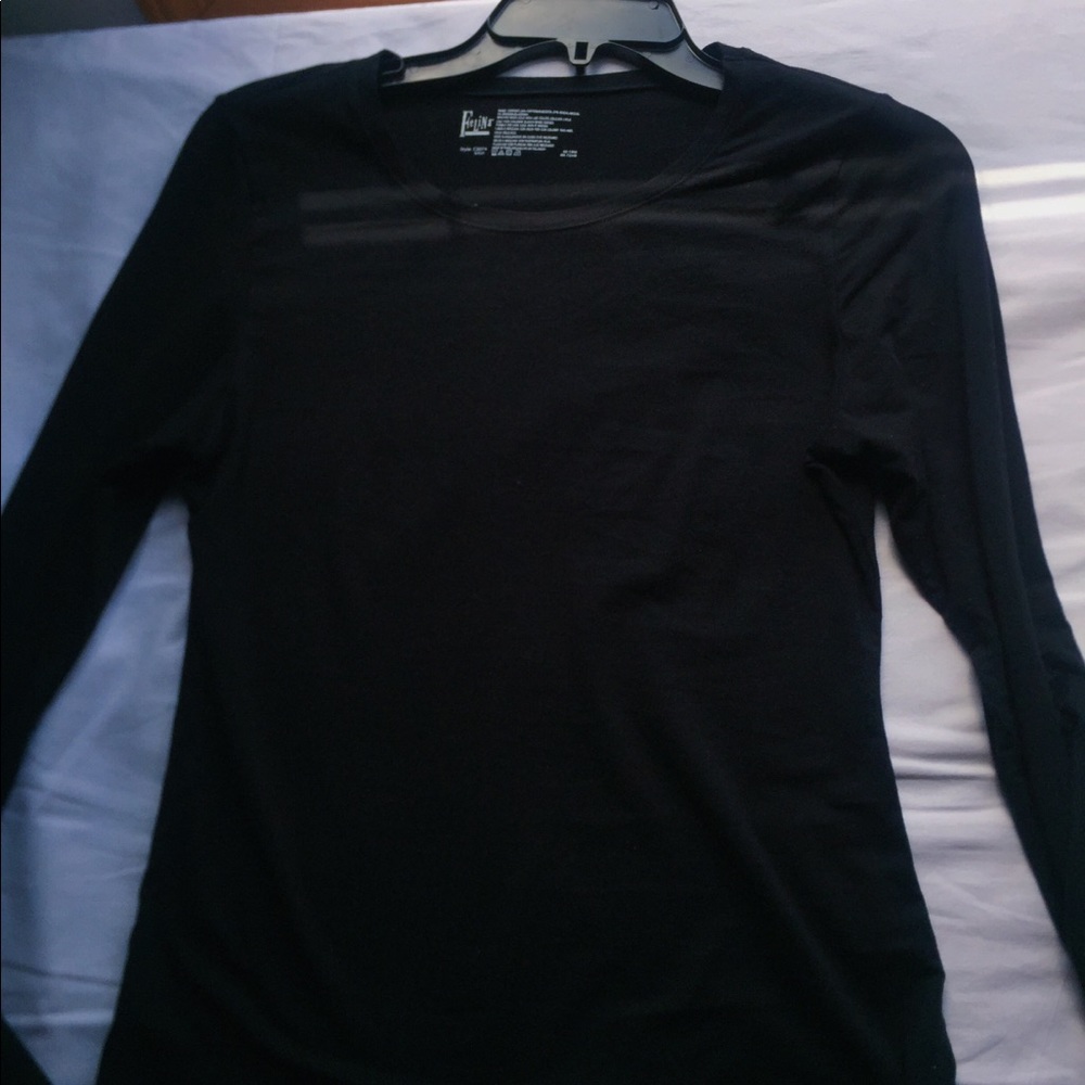 Plain Black Longsleeve Fitted Top